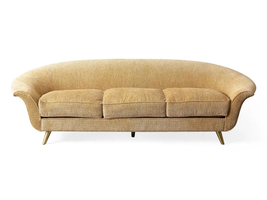 Julian Chichester | Wing Sofa in Light Amber with Brass Legs