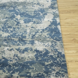 Pearl Blue Denim Blue Hand Knotted Area Rug