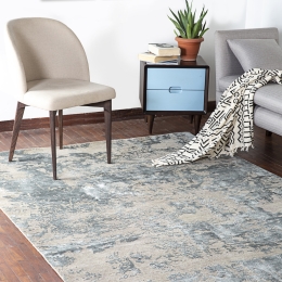 Silver Gray Stone Blue Hand Knotted Area Rug