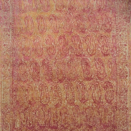 Medium Ivory Fuchsia Rose Hand Knotted Area Rug